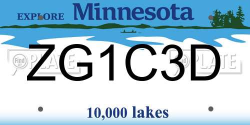 ZG1C3D Minnesota License Plate