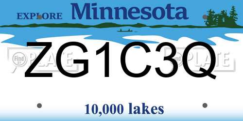 ZG1C3Q Minnesota License Plate