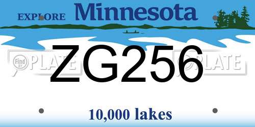 ZG256 Minnesota License Plate