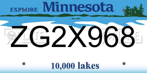 ZG2X968 Minnesota License Plate