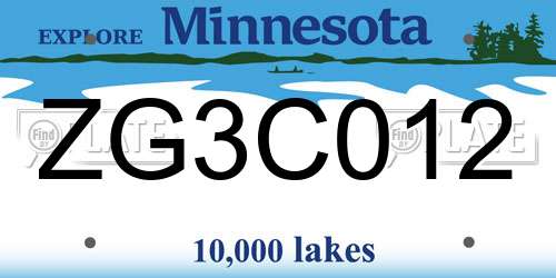 ZG3C012 Minnesota License Plate