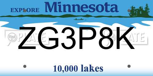 ZG3P8K Minnesota License Plate