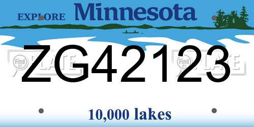 ZG42123 Minnesota License Plate