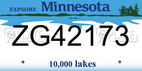 ZG42173 Minnesota License Plate