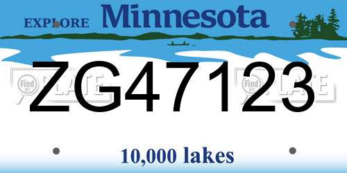 ZG47123 Minnesota License Plate