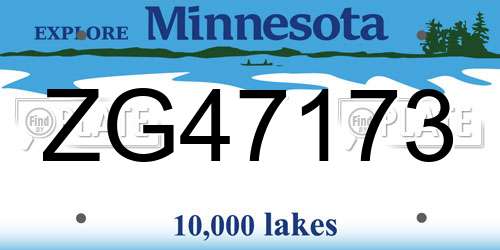 ZG47173 Minnesota License Plate