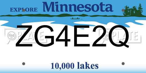 ZG4E2Q Minnesota License Plate