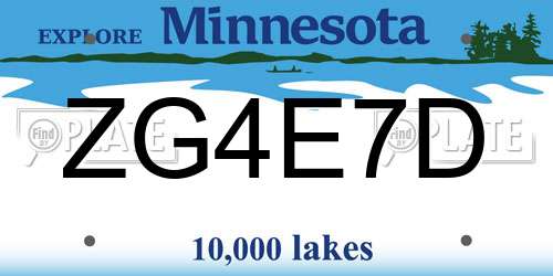 ZG4E7D Minnesota License Plate