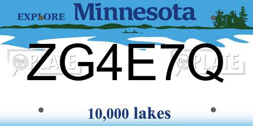 ZG4E7Q Minnesota License Plate