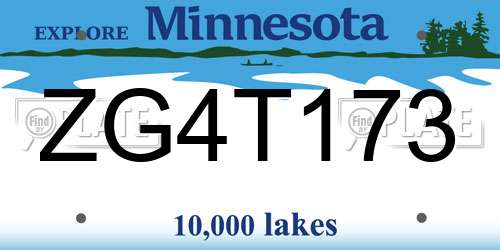 ZG4T173 Minnesota License Plate