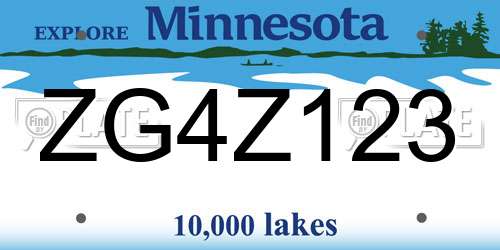 ZG4Z123 Minnesota License Plate