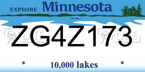 ZG4Z173 Minnesota License Plate