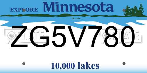 ZG5V780 Minnesota License Plate