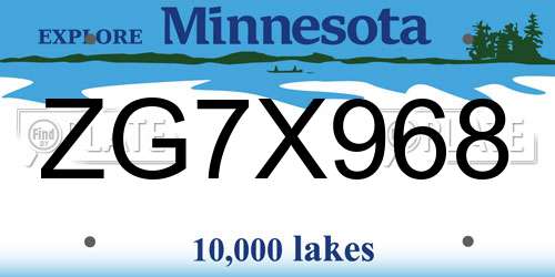 ZG7X968 Minnesota License Plate
