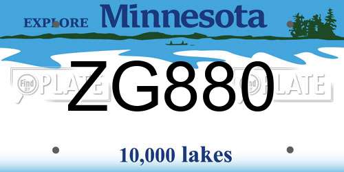 ZG880 Minnesota License Plate