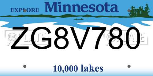 ZG8V780 Minnesota License Plate
