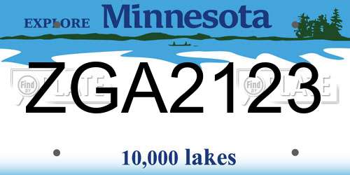 ZGA2123 Minnesota License Plate