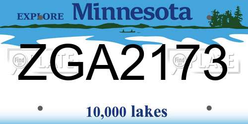 ZGA2173 Minnesota License Plate