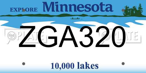 ZGA320 Minnesota License Plate