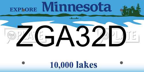 ZGA32D Minnesota License Plate