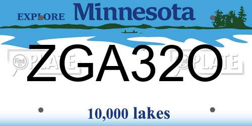 ZGA32O Minnesota License Plate