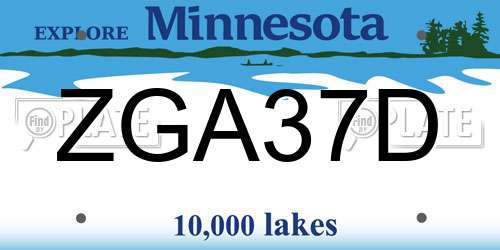 ZGA37D Minnesota License Plate
