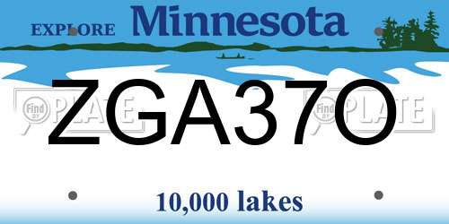 ZGA37O Minnesota License Plate