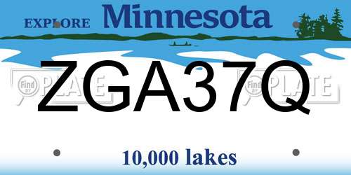 ZGA37Q Minnesota License Plate