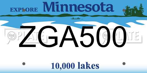 ZGA500 Minnesota License Plate