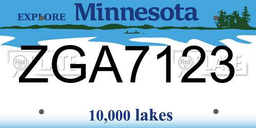 ZGA7123 Minnesota License Plate