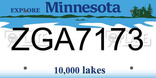 ZGA7173 Minnesota License Plate