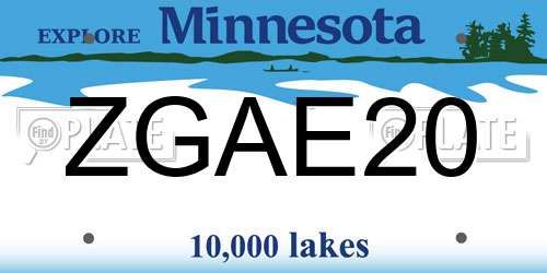 ZGAE20 Minnesota License Plate