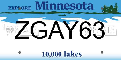 ZGAY63 Minnesota License Plate