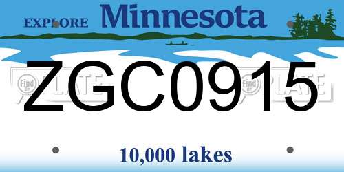 ZGC0915 Minnesota License Plate