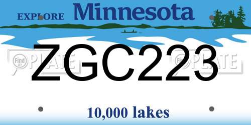 ZGC223 Minnesota License Plate