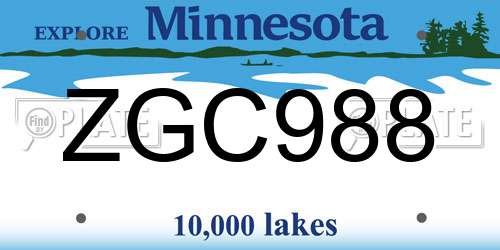 ZGC988 Minnesota License Plate