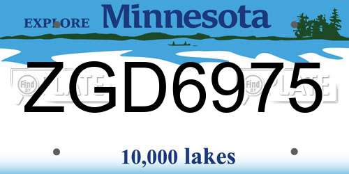 ZGD6975 Minnesota License Plate