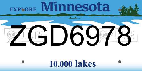 ZGD6978 Minnesota License Plate