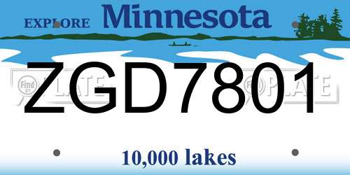 ZGD7801 Minnesota License Plate