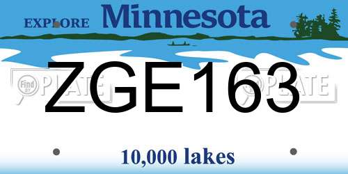 ZGE163 Minnesota License Plate
