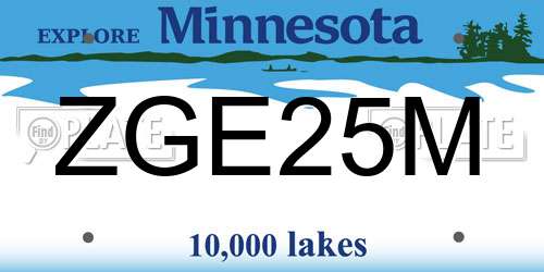 ZGE25M Minnesota License Plate