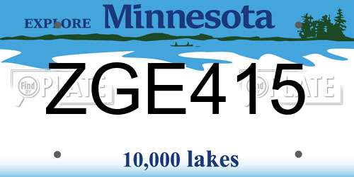 ZGE415 Minnesota License Plate