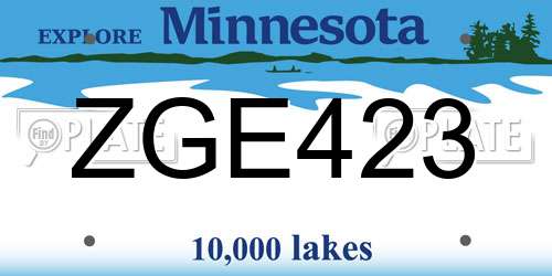 ZGE423 Minnesota License Plate