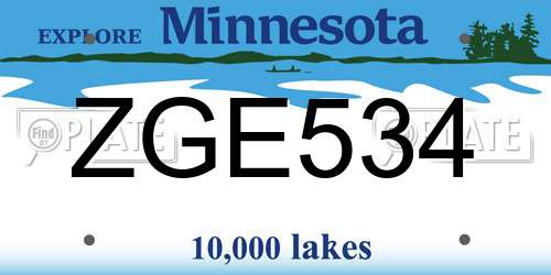 ZGE534 Minnesota License Plate