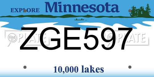 ZGE597 Minnesota License Plate