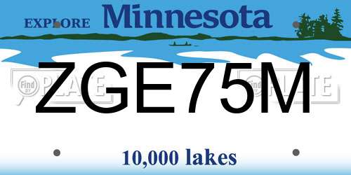 ZGE75M Minnesota License Plate
