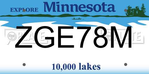 ZGE78M Minnesota License Plate