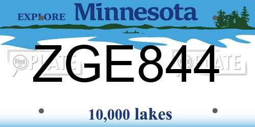 ZGE844 Minnesota License Plate