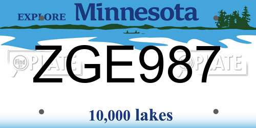 ZGE987 Minnesota License Plate