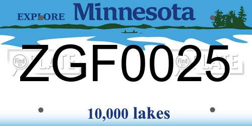 ZGF0025 Minnesota License Plate